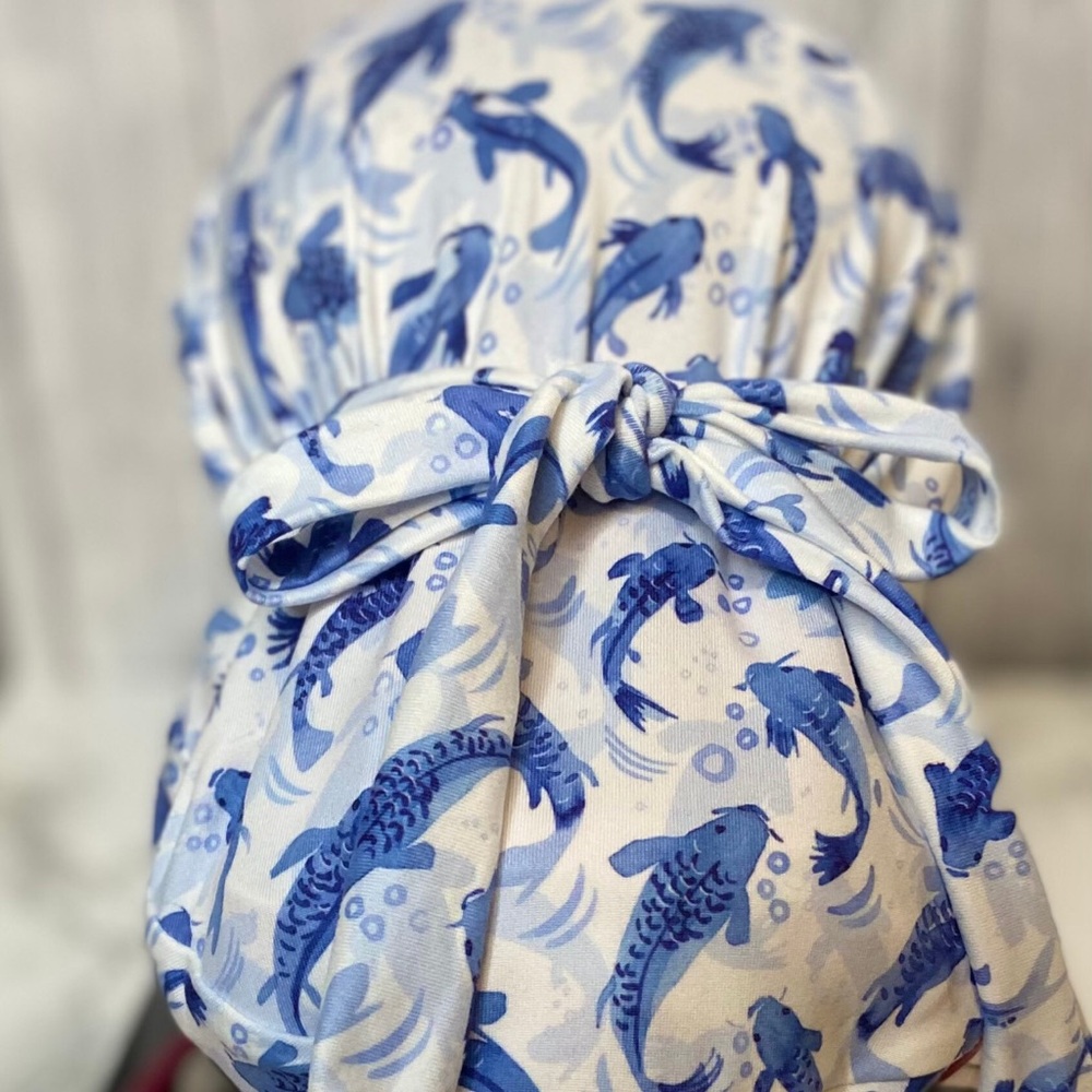 💙🎏Blue Koi Fish Scrub cap 🎏💙